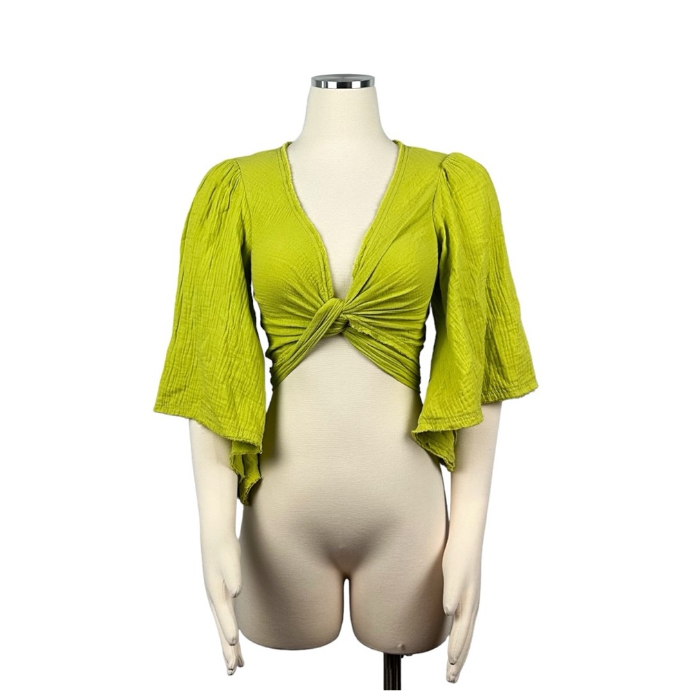 Lulus Wrap Around Crop Top Lime Green Size XS